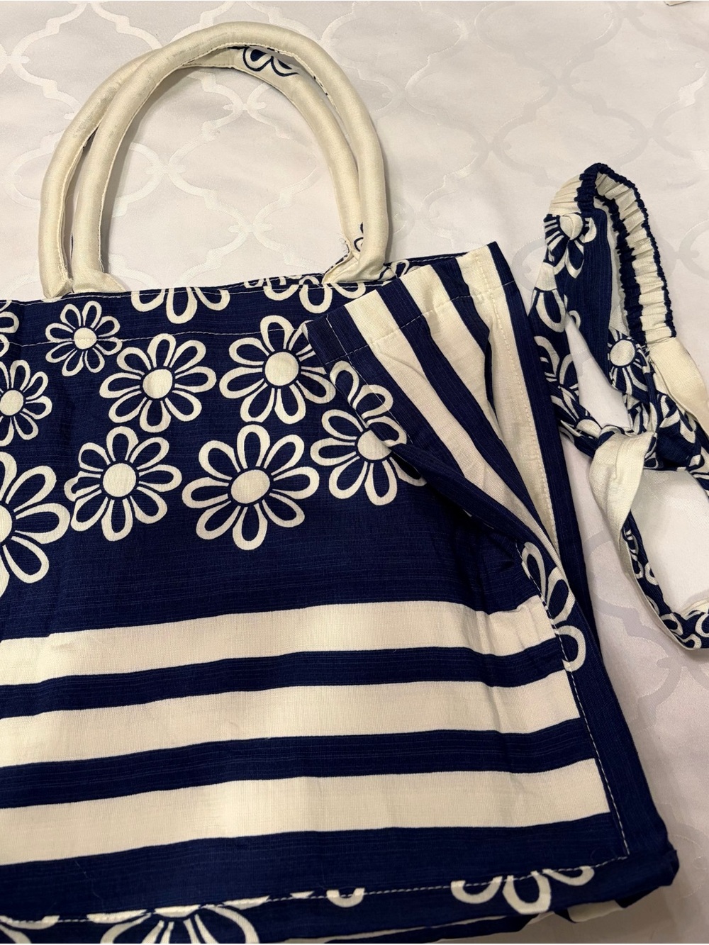 Double D, Bangkok  Navy & Cream Floral Blouse and Maxi Skirt Set, one size NWOT - Picture 4 of 4